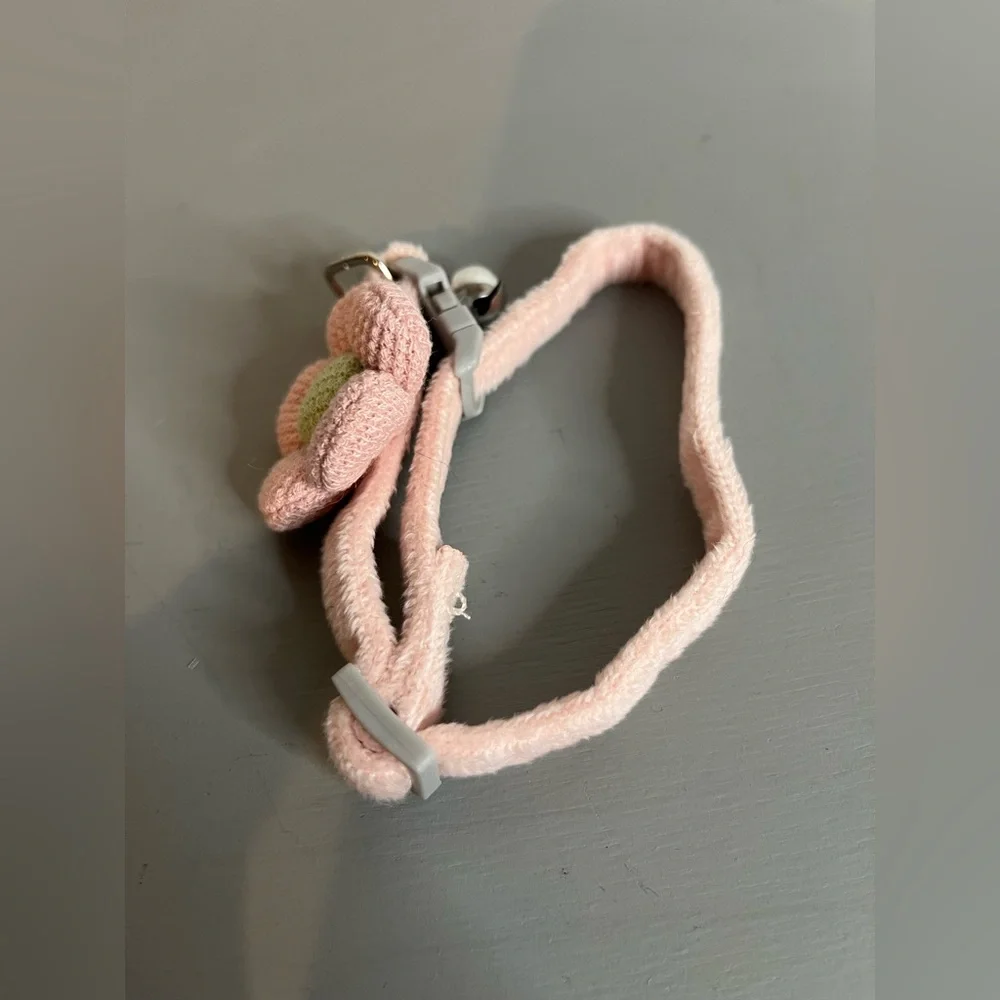 Blush Pink Flower Cat Collar w/ Bell | Soft Velvet Adjustable Breakaway Kitten
